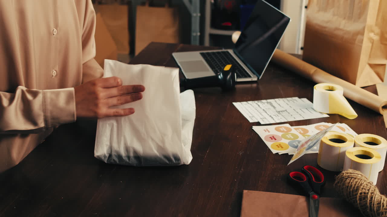 Woman Preparing Packages for Delivery