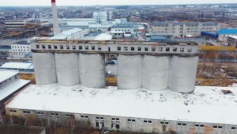 big chemical factory. aerial view of an old building against the backdrop of a new modern factory