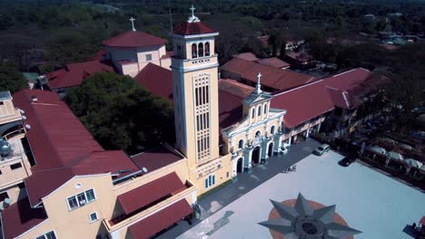 aerial drone shot of our lady of the most holy rosary of manaoag church in pangasinan