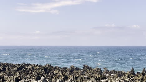 serene ocean view with rocky coastline