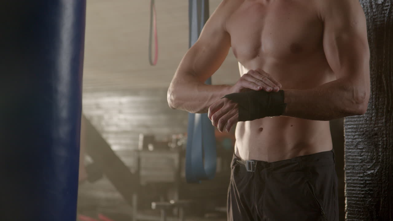 권투 훈련 을 준비 하는 사람