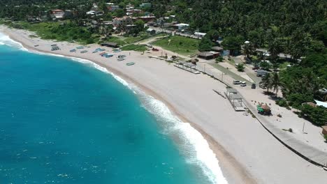 Incredible-blue-water-of-the-Caribbean-and-the-beach-of-Los-Patos,-Dominican-Republic