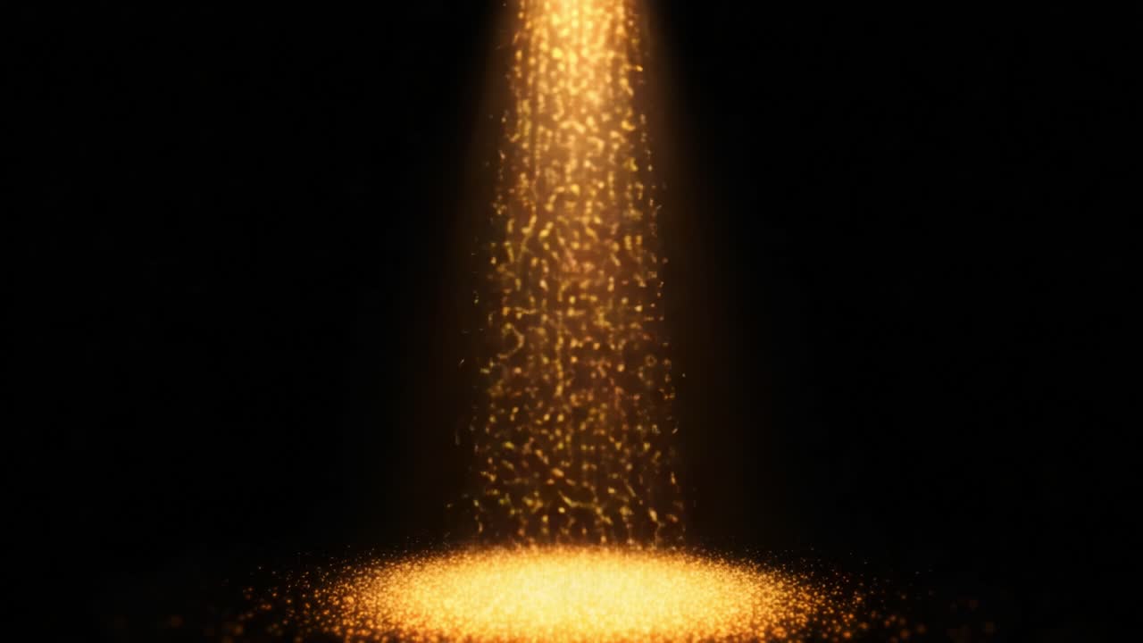A Set of Glimmering Light Frames Showcasing Golden Particles Descending Gracefully from Above, Creating a Mesmerizing Atmosphere of Sparkling Radiance and Enchantment
