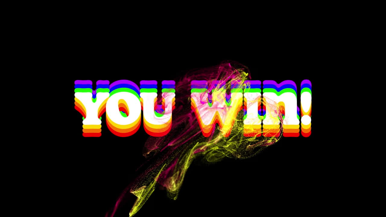 다채로운 반 ⁇ 이는 움직이는 파도 위에 텍스트를 이기는 애니메이션