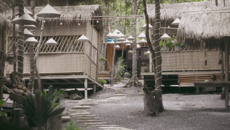 tranquil morning in a rural village resort