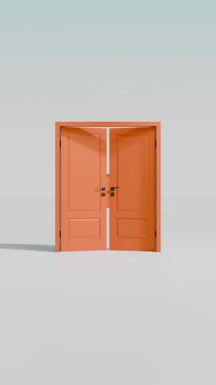 A bright orange door representing new opportunities