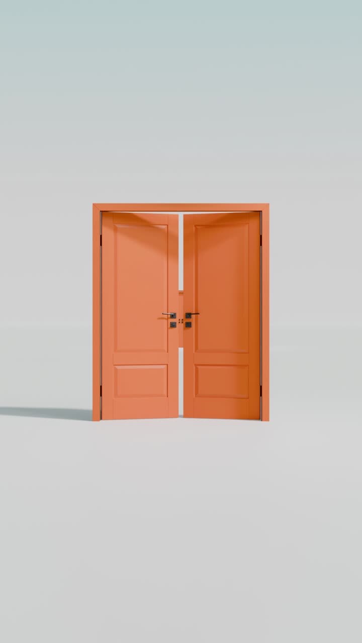A bright orange door representing new opportunities