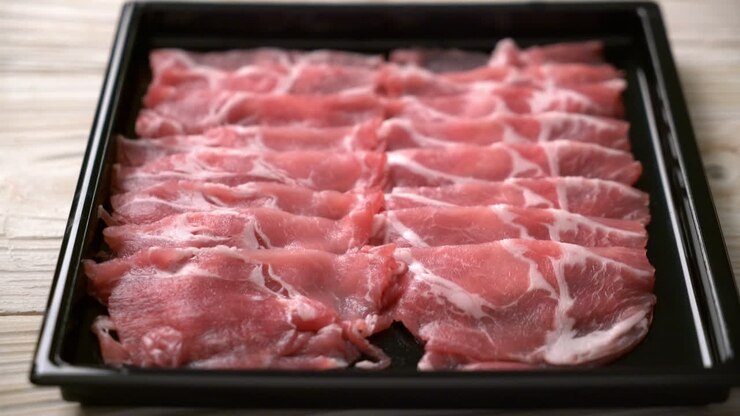 fresh sliced collar pork raw