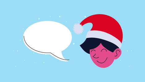 animación de feliz navidad con un niño con sombrero