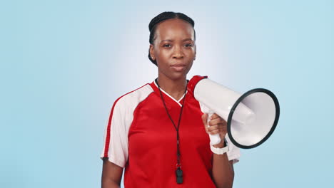 yellow card, megaphone and sports with woman