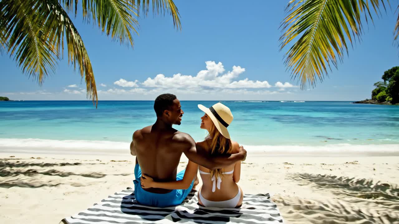 Couple Enjoying a Tropical Beach Vacation