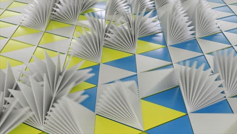 patrón geométrico abstracto con triángulos y ventiladores blancos