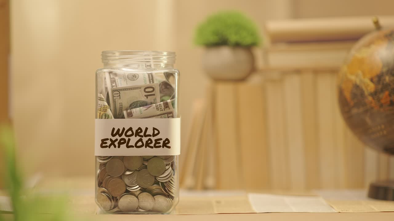 PERSON SAVING MONEY FOR WORLD EXPLORER