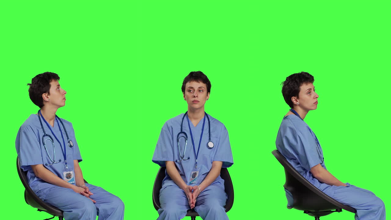 의료 보좌관은 검사 약속에 참석하기 위해 환자를 기다리고 있습니다.