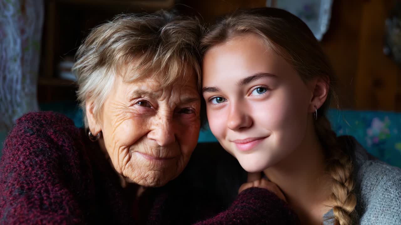 A Heartwarming Moments Captured: A Lovingly Shared Smile Between a Grandmother and Her Granddaughter, Celebrating Generational Bonds and the Timelessness of Friendship and Love in Everyday Life