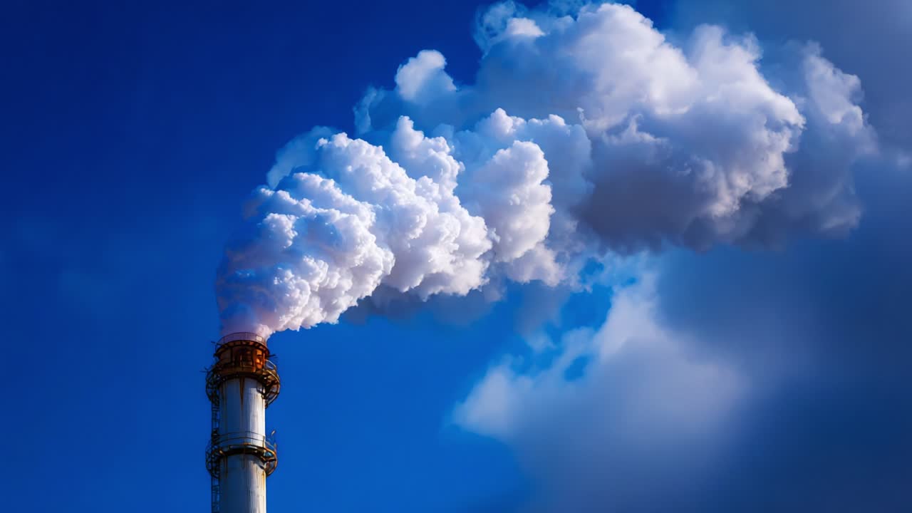 Factory Chimney Emitting Smoke