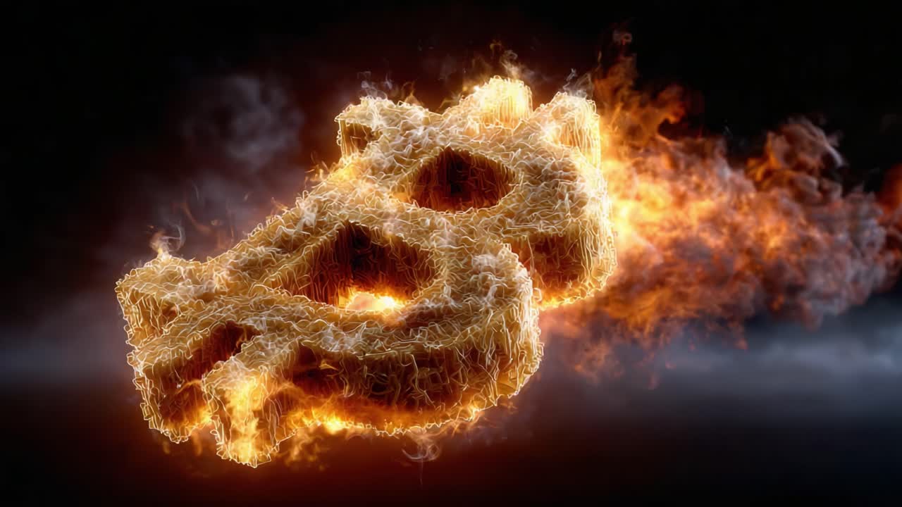 A Dynamic Transformation: The Evolution of a Flaming Cryptocurrency Symbol in Motion, Emphasizing the Energetic Nature of Digital Currency in a Fiery Display