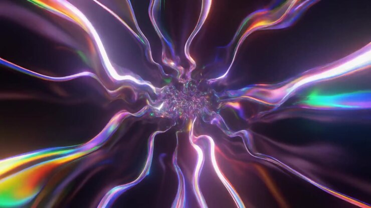 Abstract Motion Background with Iridescent Liquid Light Waves