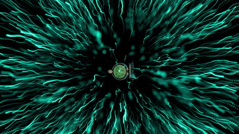 animación de líneas verdes y puntos sobre fondo negro