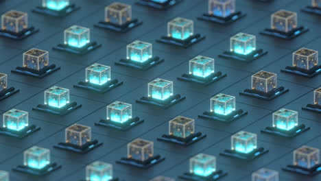 creative electronics crystals cubes, 3d rendering.