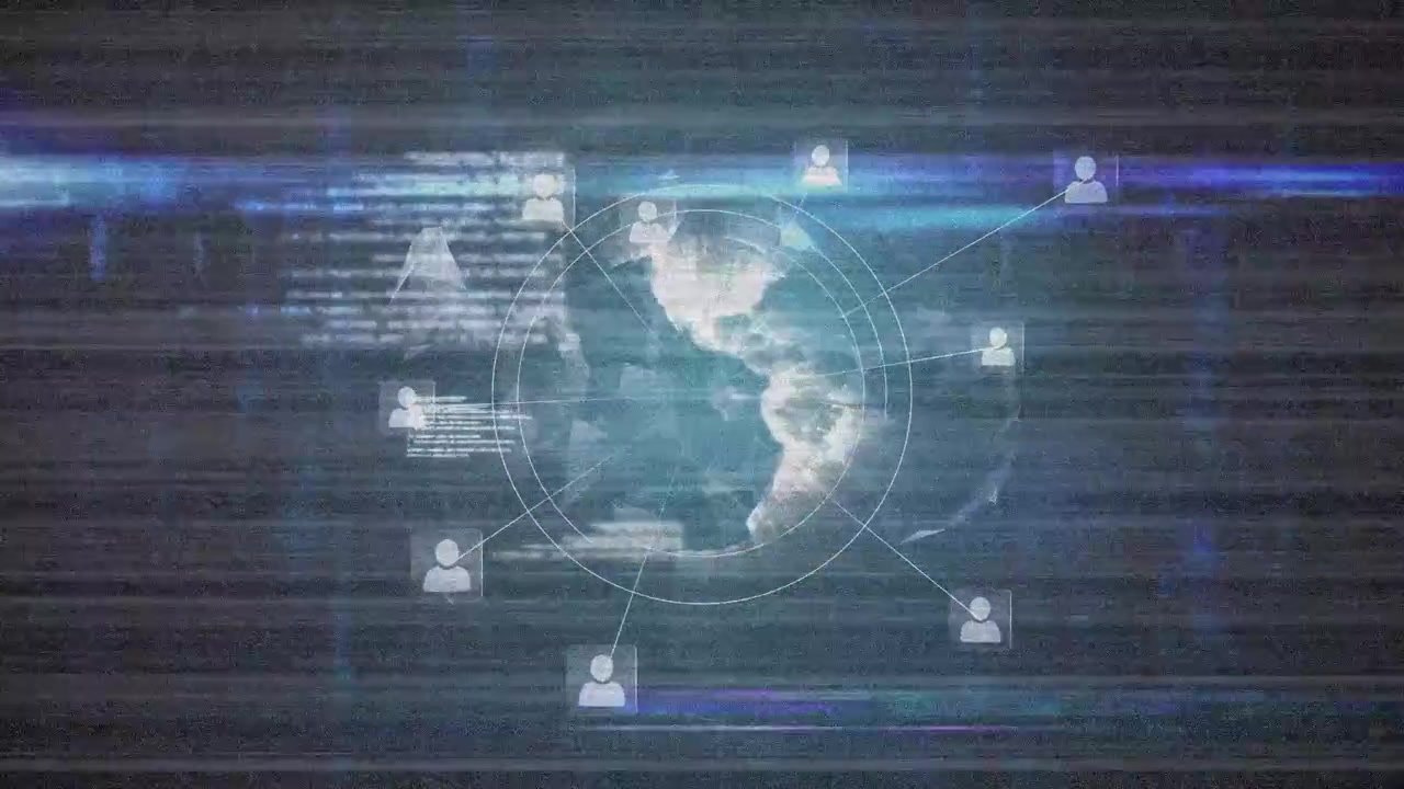 Animazione di interfaccia digitale su sfondo scuro