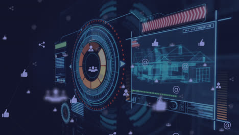 iconas de red de conexión contra la interfaz digital