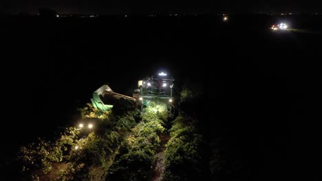 an aerial shot of a wine grape harvester