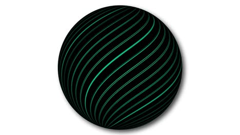 abstracte kleurrijke bol die op wit beweegt. gestreepte kleur abstracte bol die zich op wit afzondert.