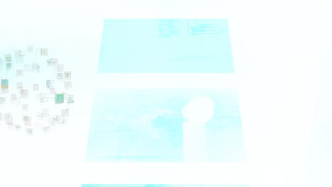 animation of globe with network of connections and screens
