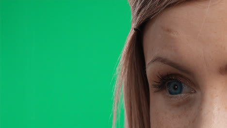 woman on green screen