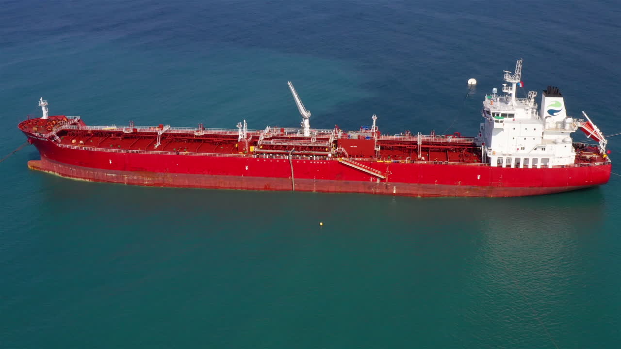 Chemical Tanker spills oil to Sea- Aerial View