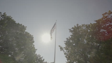 This-is-a-moving-shot-of-the-American-Flag-Waving-in-the-wind-at-Flag-Pole-Hill-Park-in-Dallas,-TX