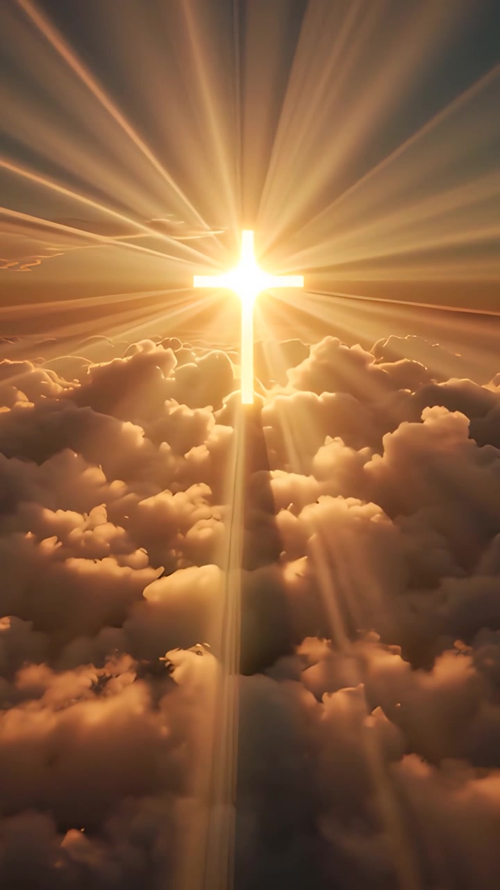 Sfondo per Adorazione 4K: Croce Cristiana e Luce Celeste