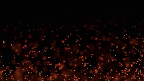 abstract motion graphic of orange and red glowing particles rising and falling on a black background. ideal for overlays, magical effects, or festive celebrations