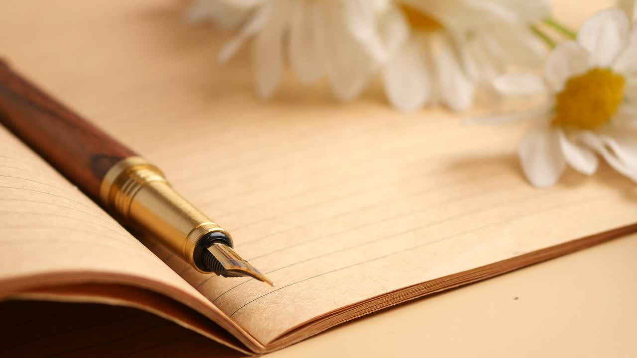 Fyldepen, margueritter og notesbog
