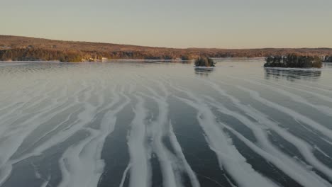 sunset on frozen moosehead lake