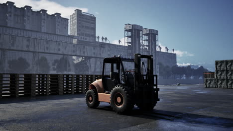 forklift in front of an industrial building