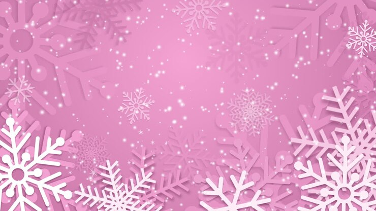 Pink snowflake background with layered depth