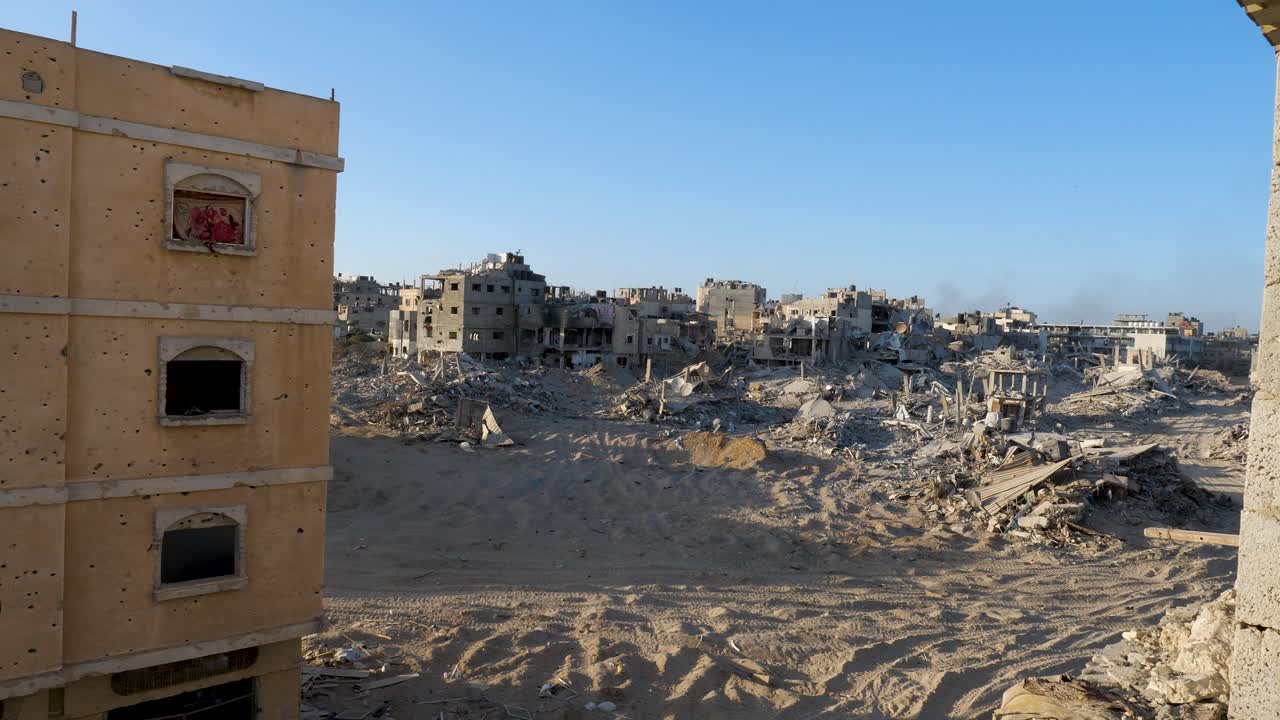 Bombed Palestinian city in war between Israel and Hamas