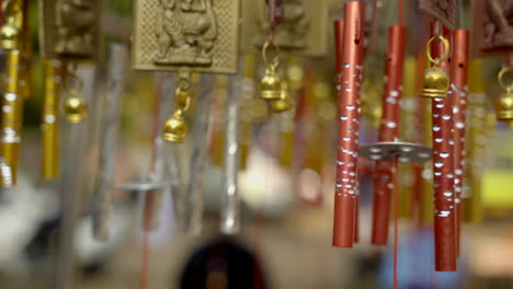 Close-up-wind-Chimes-hangs-on-the-porch-of-the-house