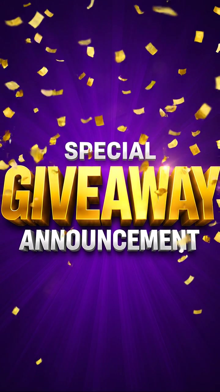Special Giveaway Announcement Motion Graphic with Falling Gold Confetti