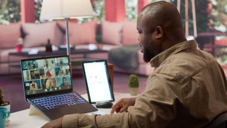 businessman reviewing the financial reports with the shareholders