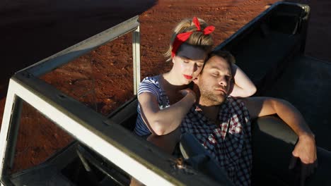 couple sleeping in a car 4k