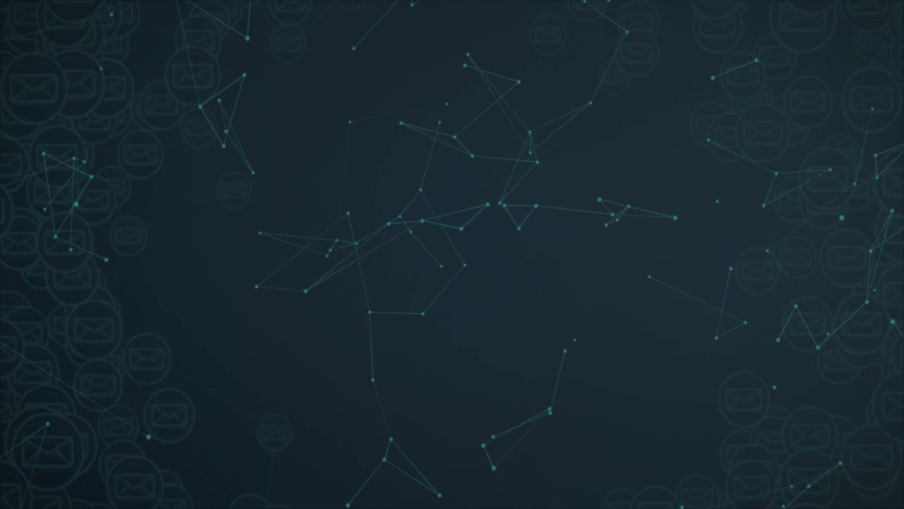 Animation of networks of connections over black background