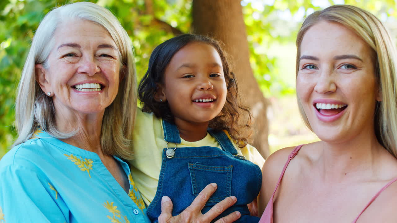 Portrait Of Smiling Multi-Generation Female Family In Garden Together