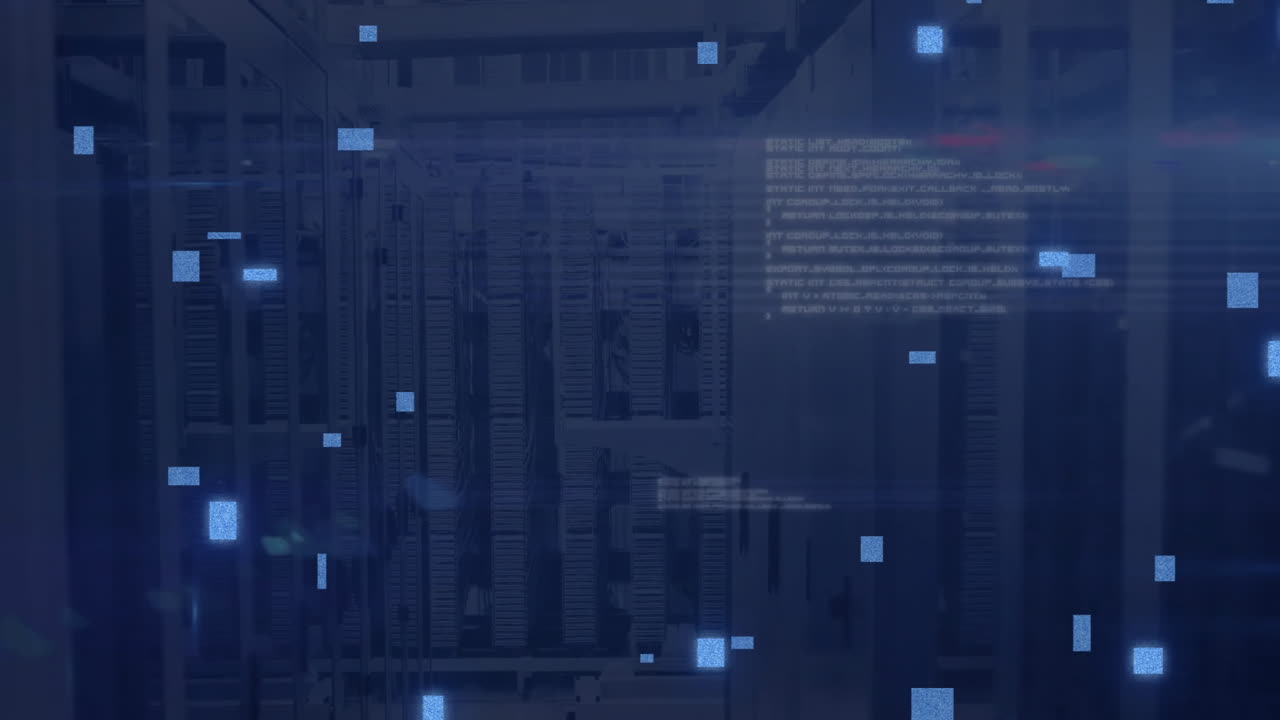 animación de placas de circuitos y procesamiento de datos digitales a través de servidores informáticos