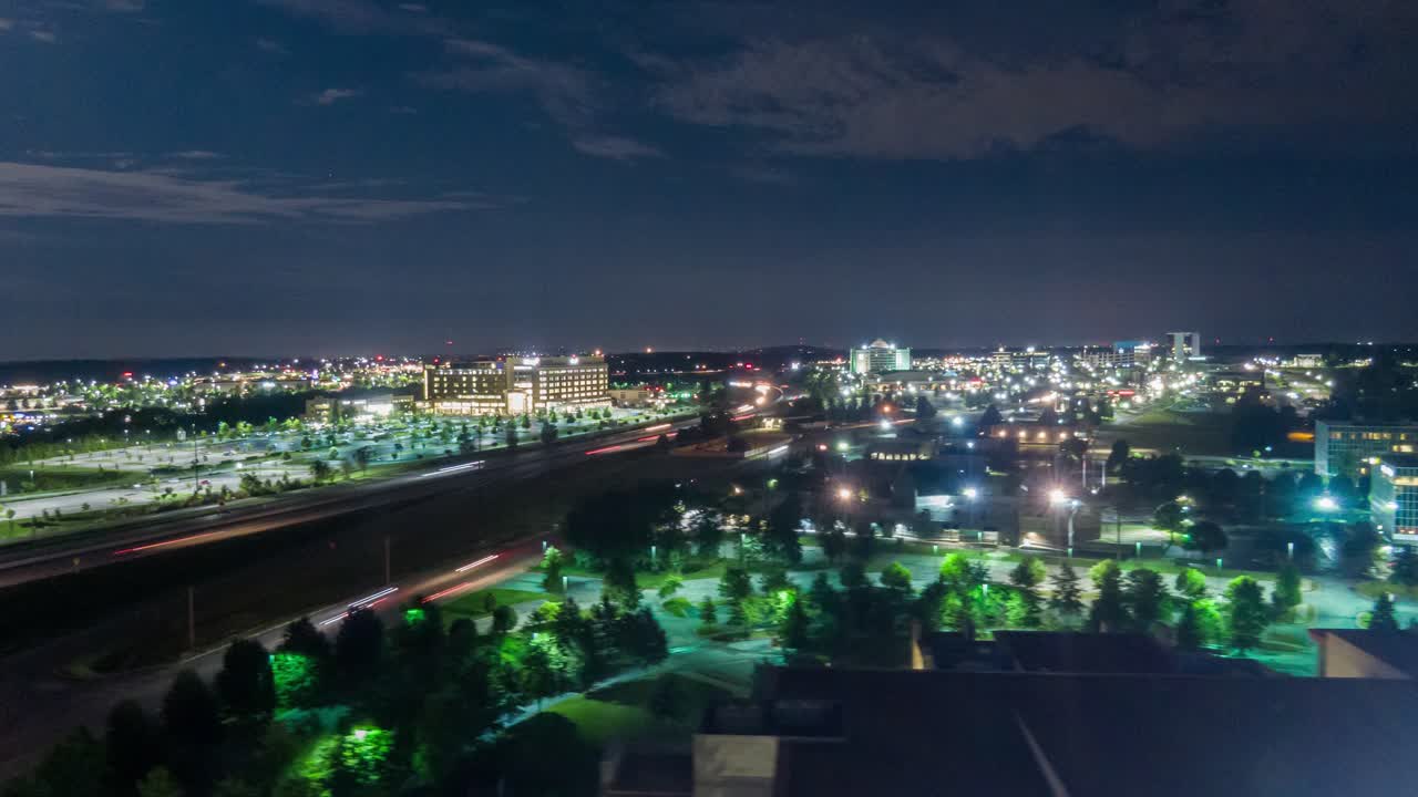Twilight Drone Hyperlaps in Northwest Arkansas over I-49