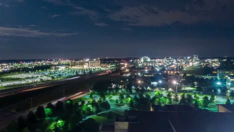 twilight drone hyperlaps in northwest arkansas over i-49