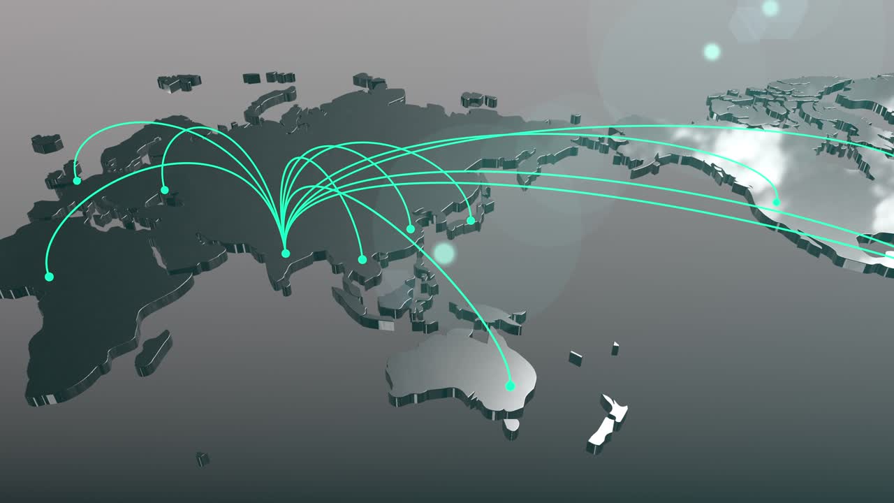 세계에 인도를 퍼뜨리는 연결 지도 애니메이션
