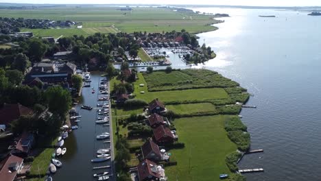 frisian harbor from above in summer time